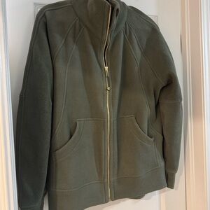 Lululemon Athletica Forest Green oversized full zip scuba Fleece. Size XS/S.